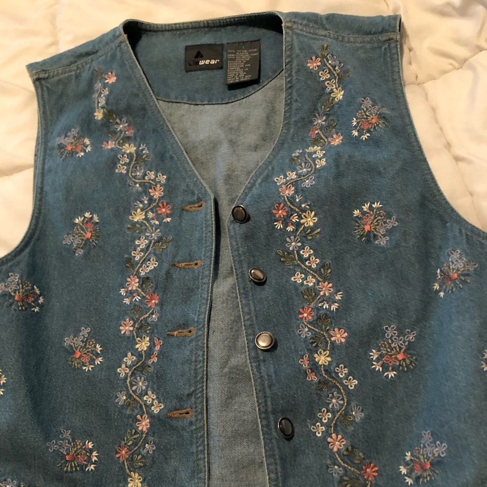 flower jean vest